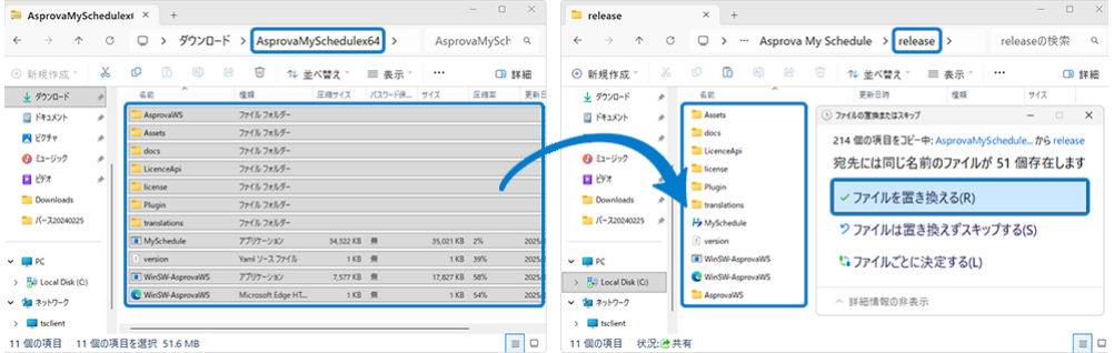 Replacing the files in the release folder