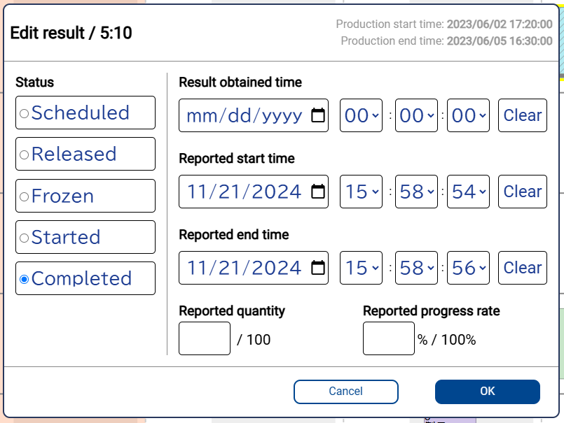 Edit Result Dialog