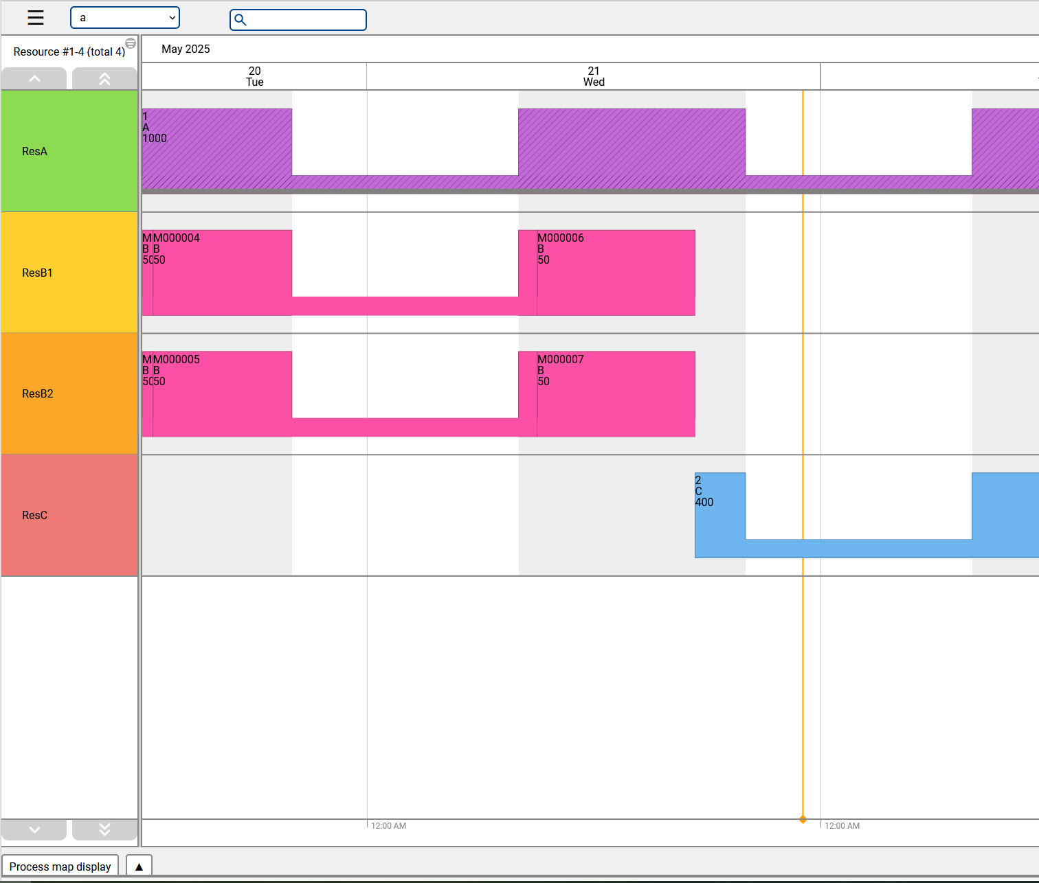 Displaying the current time by an orange line